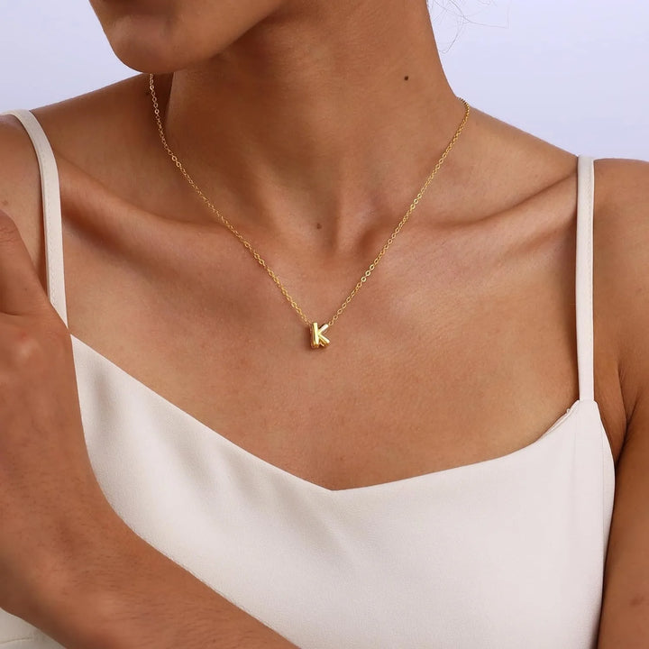 3D Gold Initial Necklace