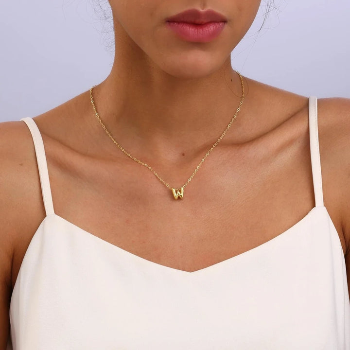 3D Gold Initial Necklace