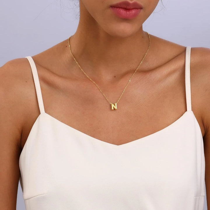 3D Gold Initial Necklace