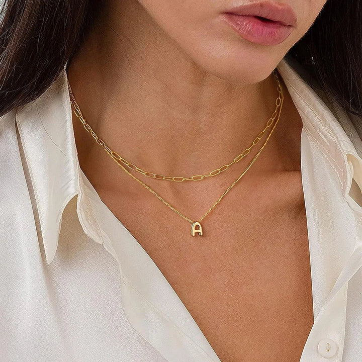 3D Gold Initial Necklace